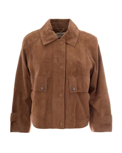 MAX MARA MAX MARA WOMEN'S SUEDE SHIRT JACKET WITH PATCH POCKETS
