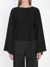 Max Mara Wool Batwing Sleeve Cropped Sweater In Black