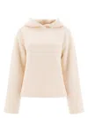 Max Mara Hooded Ribbed Texture Long Sleeve Top In White