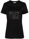 Max Mara Graphic Print Short Sleeve Round Neck Top In Black