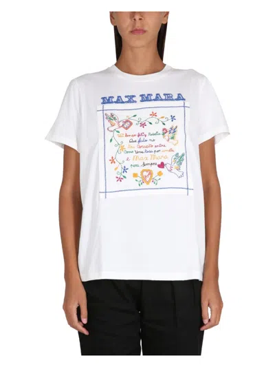MAX MARA WOMEN'S T SHIRT WITH EMBROIDERY