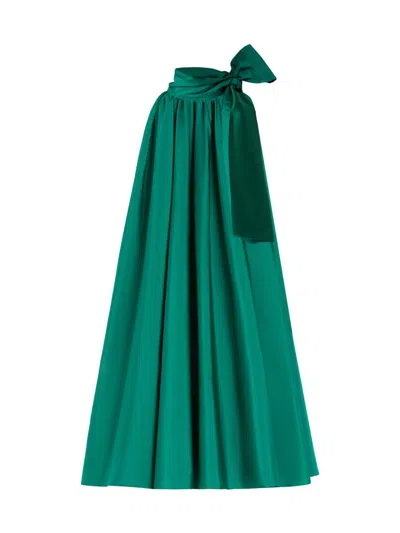 Max Mara Long Cotton-blend Taffeta Skirt In Green