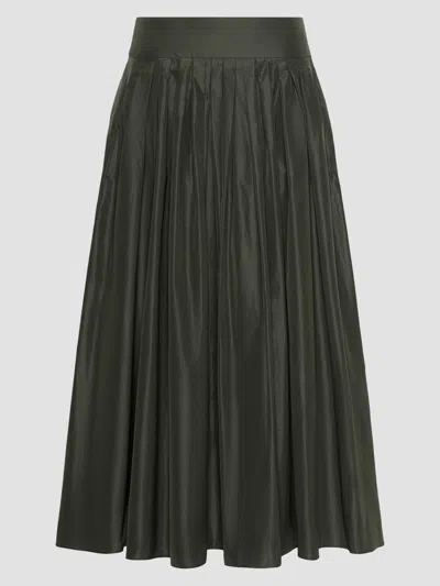 Max Mara Women's Taffeta Pleated Skirt In Dark Green