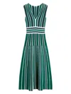 Max Mara Tallone Stripe Sleeveless Maxi Sweater Dress In Green