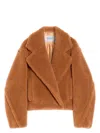 Max Mara Teddy Bear Icon Coat Cropped Length In Brown