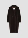 Max Mara Teddy Bear Alpaca Wool Oversized Coat In Dark Brown