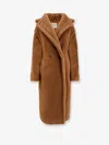 Max Mara Camel Hair And Silk Long Teddy Coat In Brown