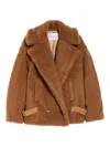 Max Mara Teddy Fabric Biker Jacket In Brown