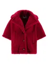 Max Mara Teddy Fabric Short Cloak In Red