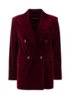Max Mara Tiziano Red Stretch Velvet Blazer In Red