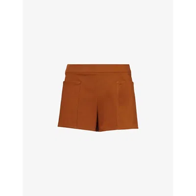 MAX MARA WOMENS TOBACCO RIAD HIGH-RISE STRETCH-COTTON SHORTS