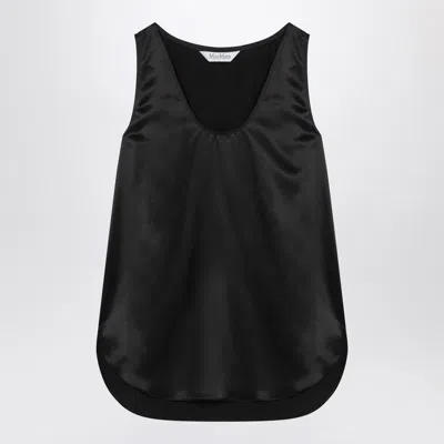 Max Mara Women's Top Black Silk Satin