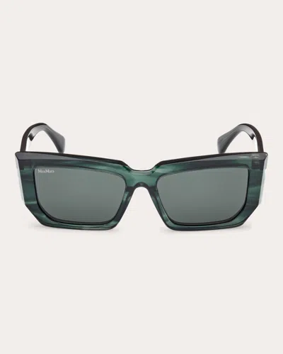 Max Mara Women's Transparent Dark Green Slim Butterfly Sunglasses In Dark Green/green