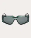 Max Mara Women's Transparent Dark Green Squared Cat-eye Sunglasses In Dark Green/green