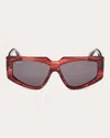 Max Mara Women's Transparent Red & Smoke Squared Cat-eye Sunglasses In Red/smoke