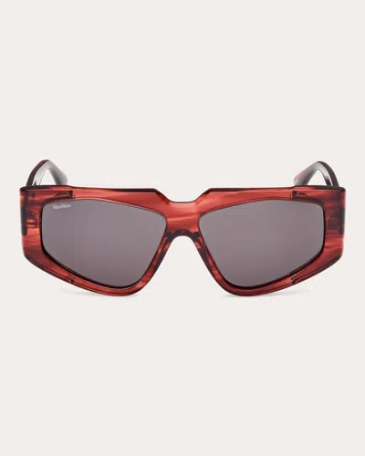 Max Mara Women's Transparent Red & Smoke Squared Cat-eye Sunglasses