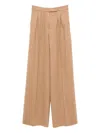 Max Mara Linen Wide Leg Trousers With Yarn Dyeing In Nude