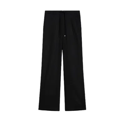 Max Mara Relaxed Wide-leg Trousers With Elastic Waistband In Black