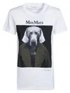 Max Mara Slim Fit Cotton T-shirt With Graphic Print And Contrast Logo In White