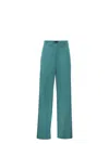 Max Mara Pianoforte Turquoise Satin Fiesta Wide-leg Pant In Green