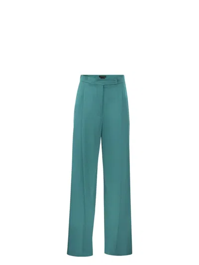 MAX MARA WOMEN'S TURQUOISE SATIN FIESTA WIDE-LEG PANT