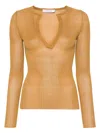 Max Mara Saggina Ribbed Silk Jumper In Leather Brown