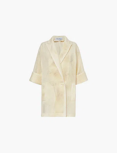Max Mara Quato Honeycomb Texture Oversize Jacket In Vanilla