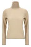 Max Mara 'swift' Ribbed Turtleneck Sweater With Long Sleeves In Cream