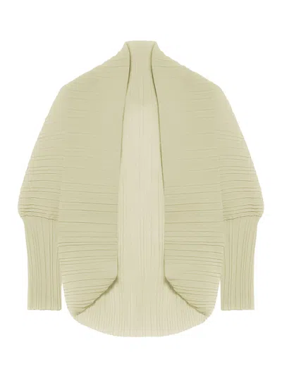 Max Mara Women 'vesuvio' Green Stole With Ruffled Texture And Long Kimono Sleeves In Pleated Fabric  In Multi