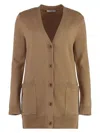 Max Mara Wool And Cashmere Cardigan With Embroidered Detail In Nude