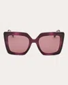 Max Mara Women's Design 4 Cat-eye Violet Horn Gradient Injected And Gold-tone Sunglasses In Violet/gradient Blue