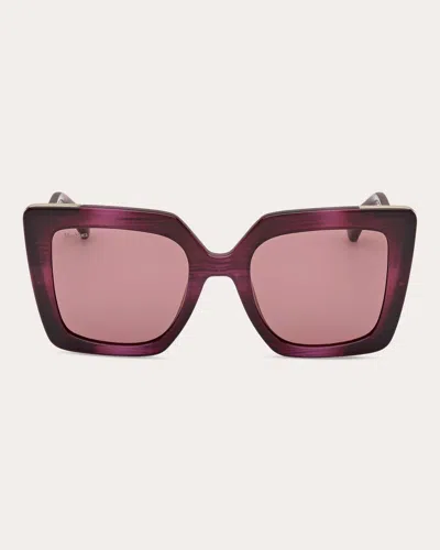 Max Mara Women's Design 4 Cat-eye Violet Horn Gradient Injected And Gold-tone Sunglasses In Violet/gradient Blue