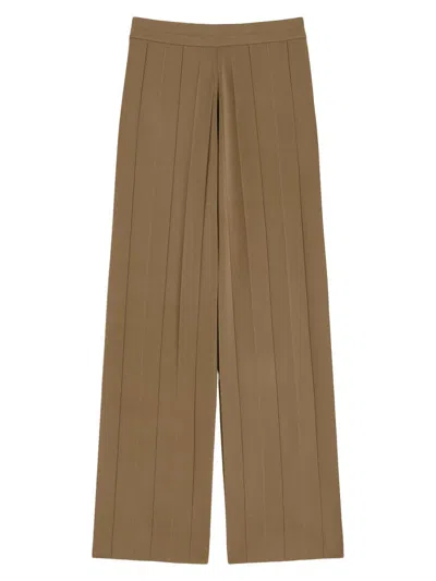 Max Mara Women's Viscose Crepe Yarn Trousers In Brown