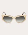 Max Mara Beth Acetate & Metal Cat-eye Sunglasses In White/gradient Green