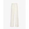 MAX MARA MAX MARA WOMEN'S WHITE BLACK GIULIVA STRIPED WIDE-LEG LINEN AND COTTON-BLEND TROUSERS