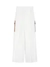 Max Mara Pantalone Edda In Cotone Stretch Bianco Donna In White