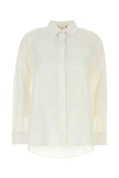 Max Mara White Regular Solid Shirt In Animal Print