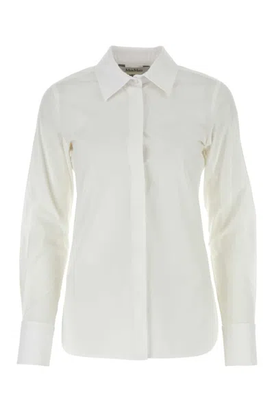 Max Mara Women White Stretch Poplin Shirt