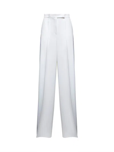 Max Mara Women White Wool Gabardine Ninfa Trousers