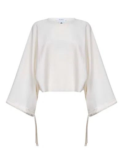 Max Mara Women White Wool Knit Frais Cropped Sweater
