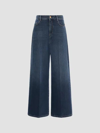Max Mara Women's Wide, Cotton Denim Jeans In Midnight Blue