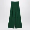 Max Mara Wide Emerald Green Cady Trousers Women In Green