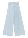 Max Mara Wide-leg High-waisted Light Blue Denim Trousers In Multi