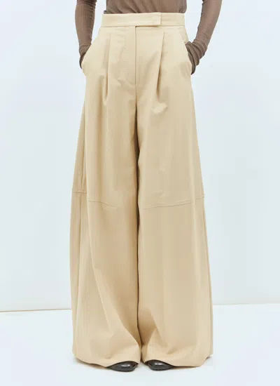 Max Mara Women Wide Leg Stretch Pants In Cream