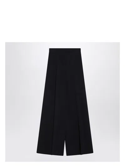 MAX MARA WOMEN'S WIDE NAVY WOOL PANTS