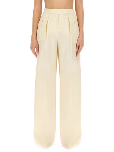 Max Mara Efedra Linen Silk Cigarette Pants In Cream