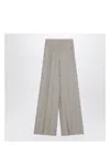 Max Mara Wide Beige Trousers In Linen Canvas Women In Gray