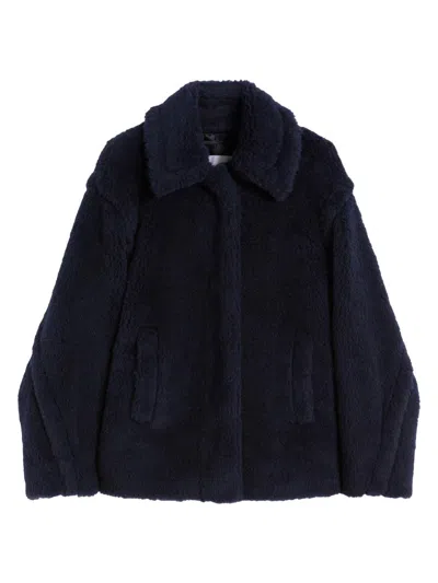 MAX MARA WOMEN'S WOOL AND ALPACA TEDDY FABRIC CROPPED COAT