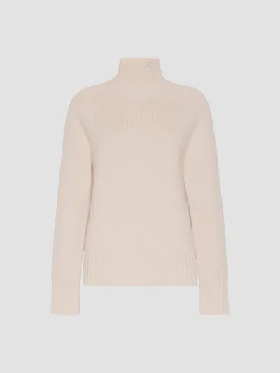 Max Mara Women's Wool And Cashmere Yarn Polo Neck Sweater In Albino