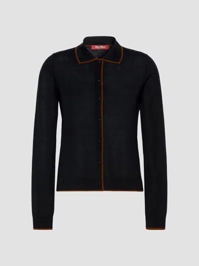 Max Mara Women's Wool And Silk Yarn Cardigan In Navy